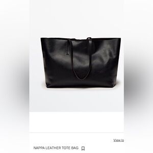 Massimo Dutti Nappa Leather Tote Bag- Dark Midnight Blue